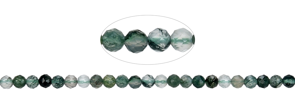 Strand of beads, Moss Agate, faceted, 03mm