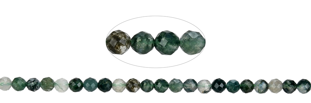Strand of beads, Moss Agate, faceted, 04mm