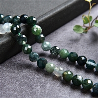 Strand of beads, Moss Agate, faceted, 06mm