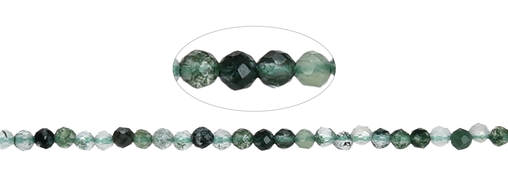 Strand of beads, Moss Agate, faceted, 02mm