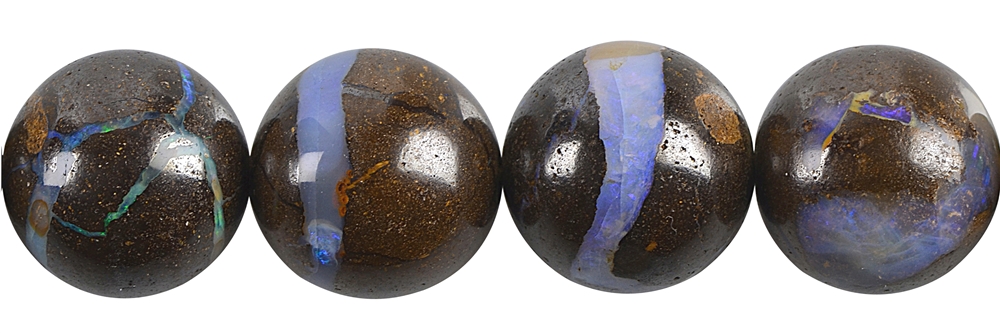 Strang Kugeln, Boulder-Opal, 16,5 - 19,5mm, Unikat 003