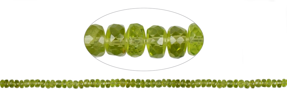 strand button/disc, Peridote, faceted, 02 x 05-06mm