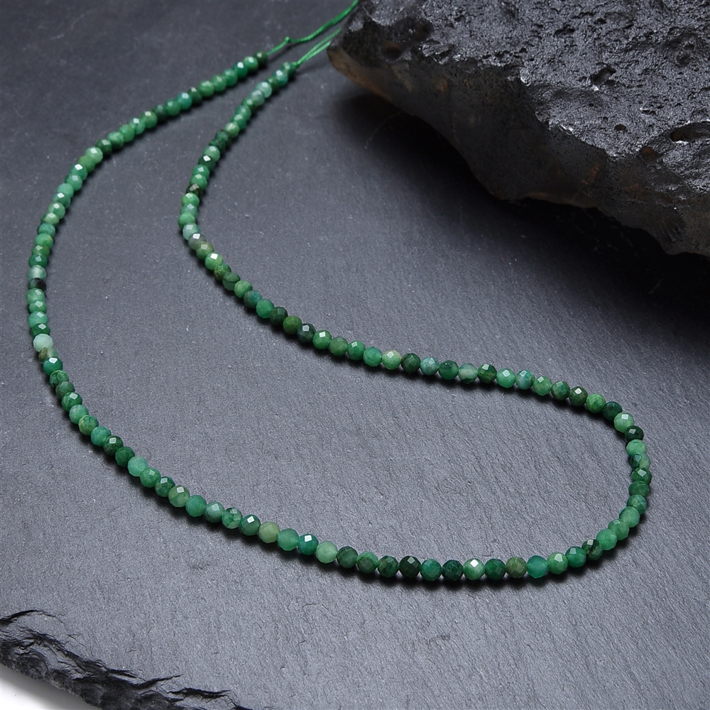 String Beads, Prase, 03mm, faceted