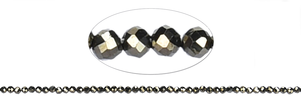 Strand of beads, Pyrite, faceted, 02mm
