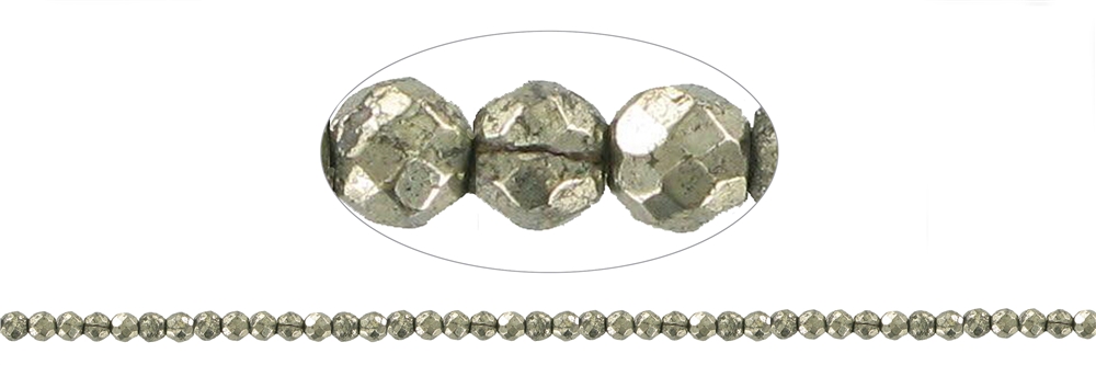 Strand of beads, Pyrite, faceted, 03mm