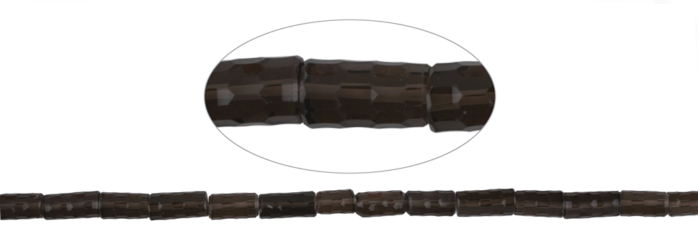 Cylinder strand, Smoky Quartz, 11-13 x 6-7mm, faceted