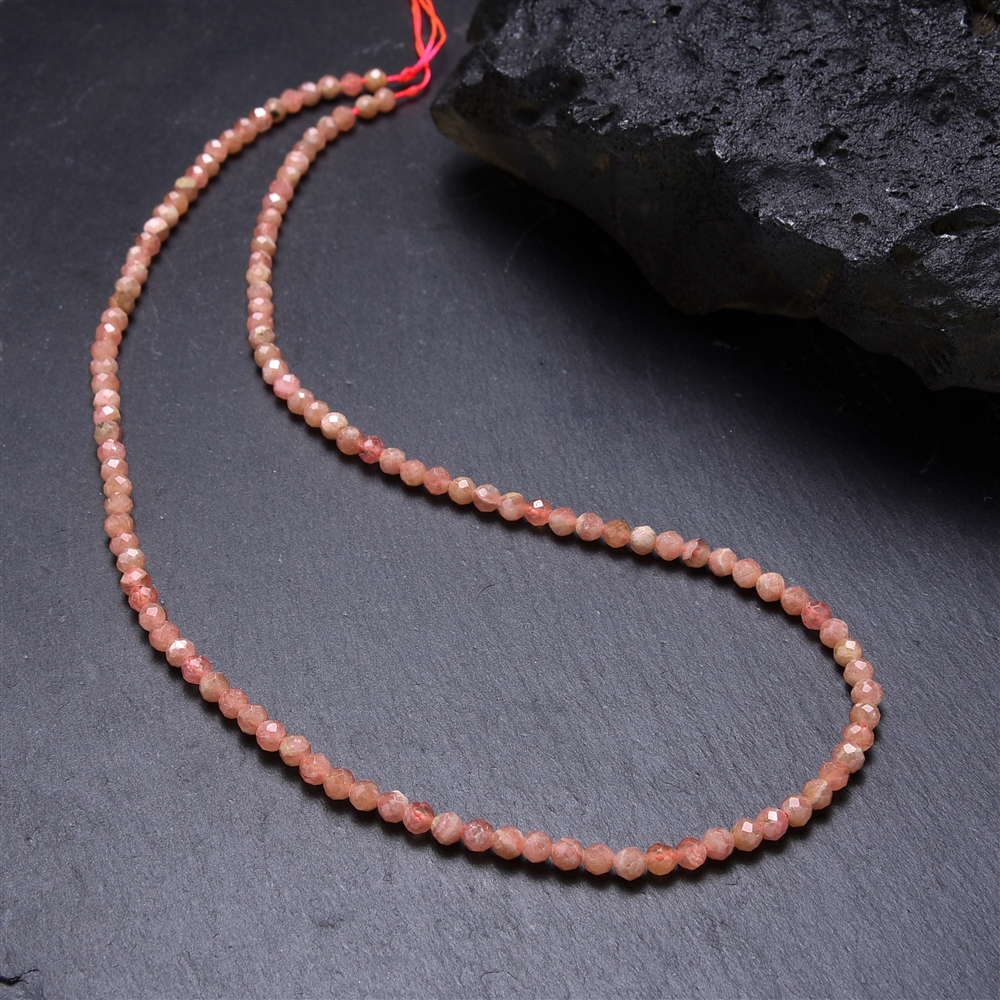 String Beads, Rhodochrosite, 03mm, faceted