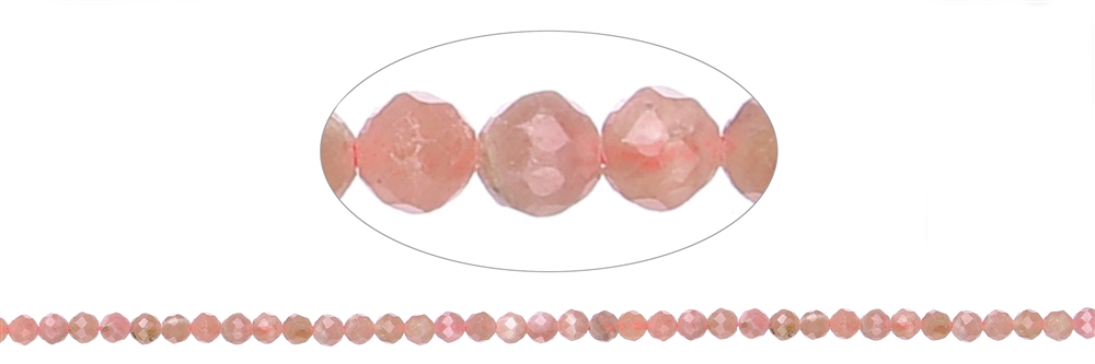 String Beads, Rhodochrosite, 03mm, faceted