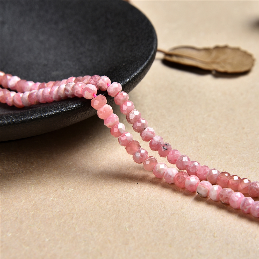 Rang de collier Bouton, rhodochrosite, facetté, 02-03 x 04mm