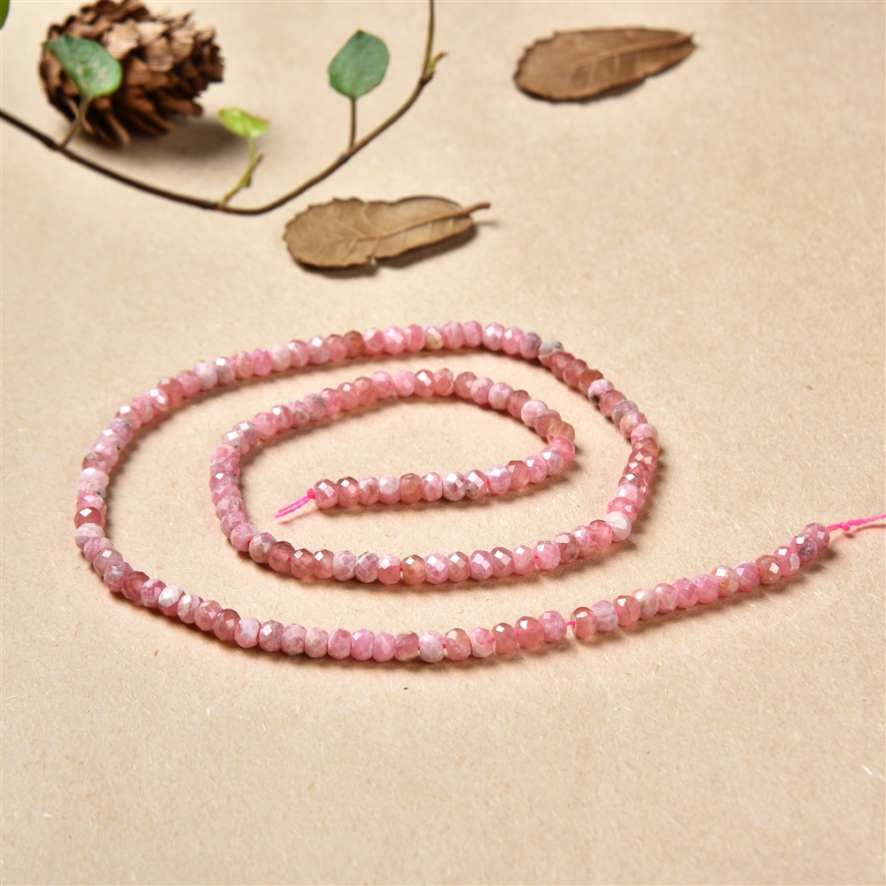 Rang de collier Bouton, rhodochrosite, facetté, 02-03 x 04mm