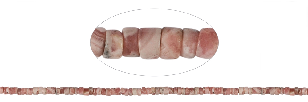 Strand cylinder "Heishi", Rhodochrosite, 02-03 x 04mm