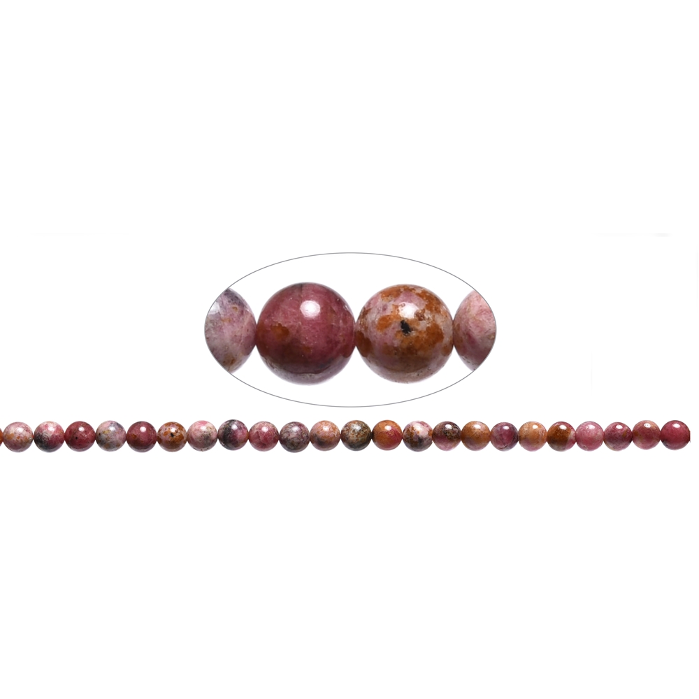 Strang Kugeln, Rhodonit (Bejing), 08mm (39cm) | Edelsteine, Heilsteine & Schmuck
