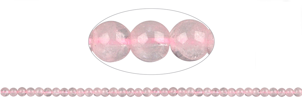 Rang de collier boules, Quartz rose A+ (semi-transparent), 04mm
