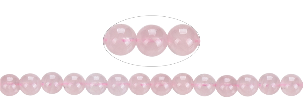 Filo di perle, quarzo rosa A+ (semitrasparente), 08 mm