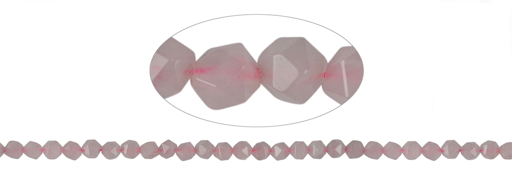 Fili di perline, quarzo rosa, sfaccettato (Starcut), 05-06 mm