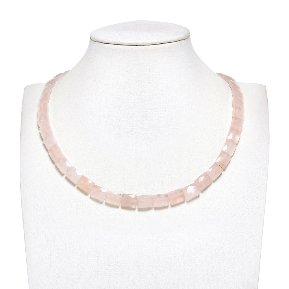 Strang Rechteck, Rosenquarz, 10 x 8mm, facettiert (39cm) | Marco Schreier