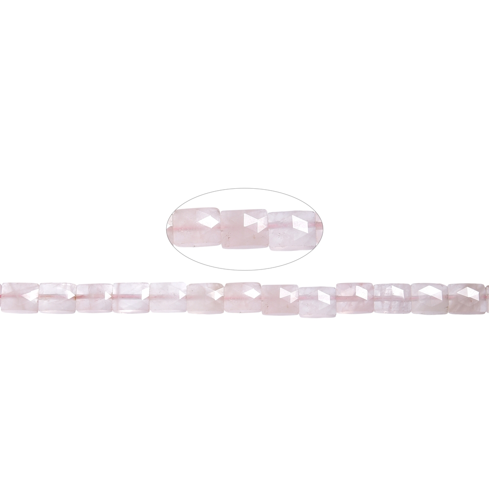 Strang Rechteck, Rosenquarz, 10 x 8mm, facettiert (39cm) | Marco Schreier