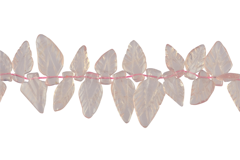 Strand leaf, Rose Quartz, ca. 14-16 x 24-30mm