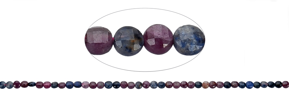 Disco/moneta, rubino/zaffiro, sfaccettato, 04 mm (39 cm)