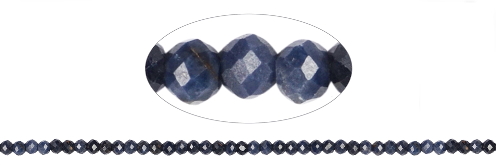 Strand of beads, Sapphire (dark), faceted, 03mm