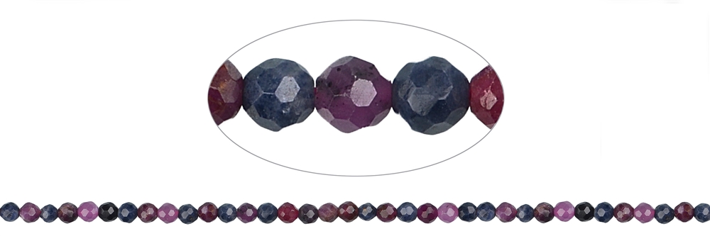 strand beads, Sapphire/Ruby, faceted, 04mm