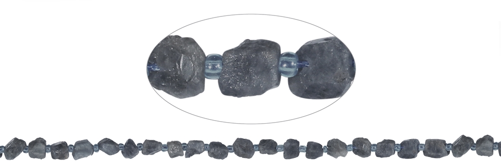 Rang de collier, pierres brutes, Saphir, 04-05 x 06-08mm