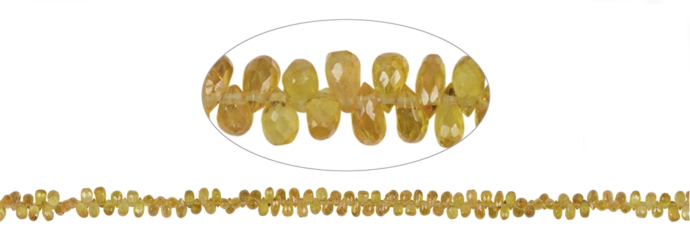Rang de collier goutte, Saphir (jaune), facetté, 03 x 05mm