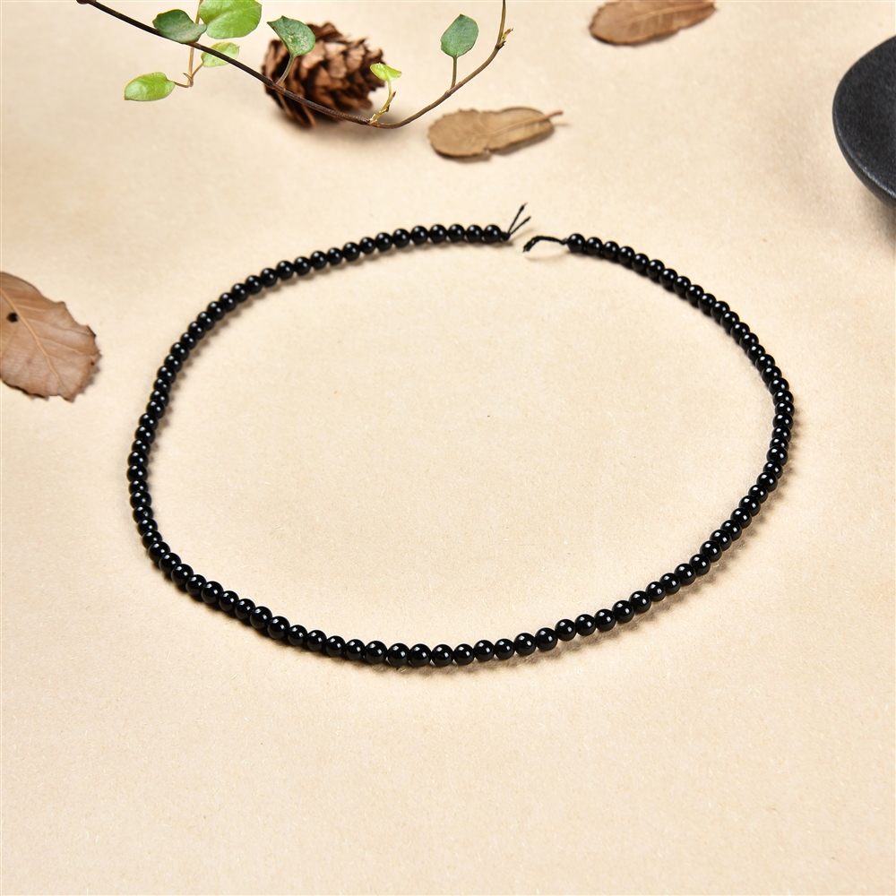 Strand of beads, Tourmaline (black), 04mm