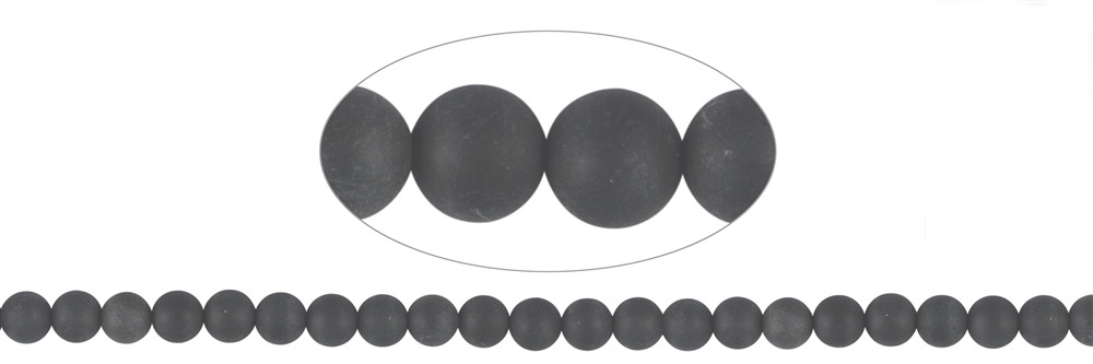 Strand of beads, Tourmaline (black), matt, 08mm (39cm)
