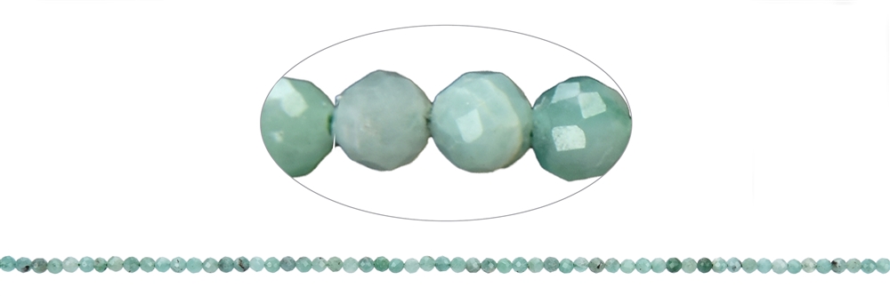strand of beads, emerald, faceted, 02mm (38cm)