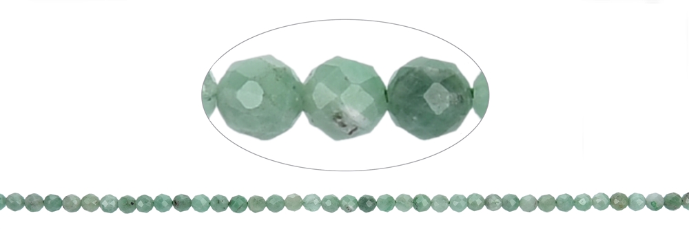 strand balls, emerald, faceted, 03,5- 04,0mm