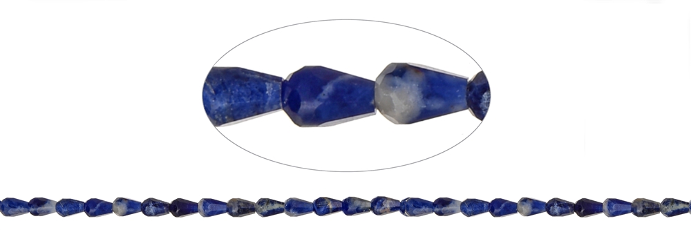 141460513321 Rang de collier goutte, Sodalite, facetté, 04 x 06mm ; (39cm) | Marco Schreier