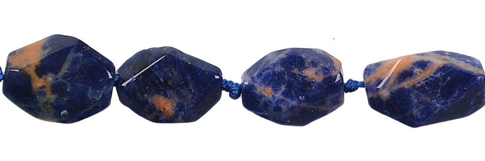 Strand nugget, Sodalite with orange, coarse faceted, 10-18 x 06-11mm