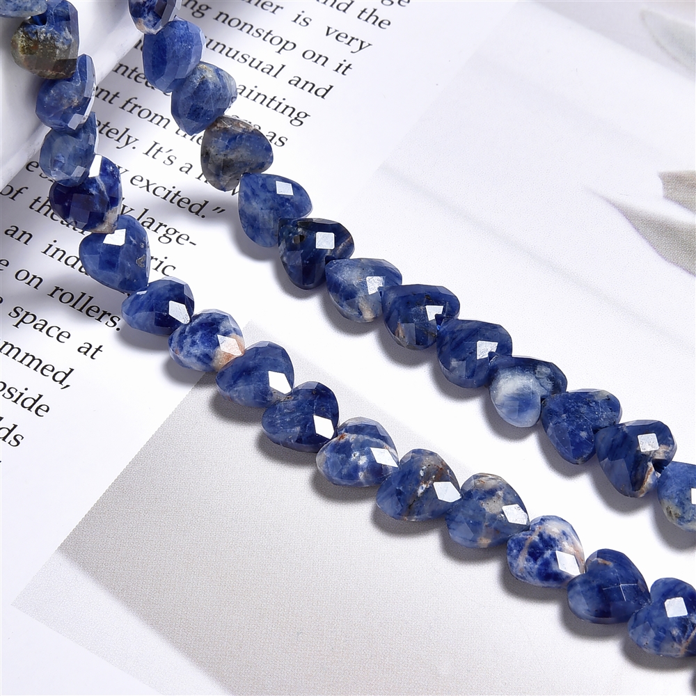 Heart strand, Sodalite, 08mm, faceted (39cm) | wholesaler gems & healing stones