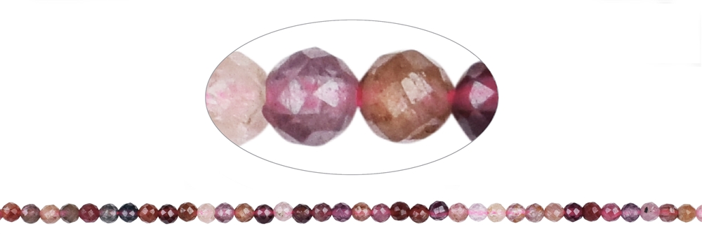 Rang de collier boules, Spinelle (rose-rouge), facettes, 03,5mm (39cm)