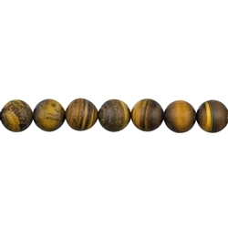 141530100910 Rang de collier boules, Oeil-de-tigre AB, mat, 10mm (38cm) | Marco Schreier