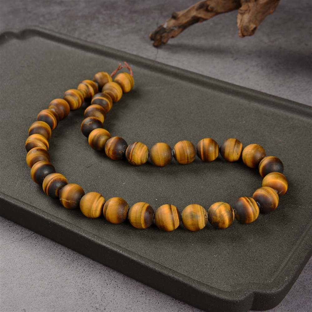 Strand of beads, Tiger's Eye, matte, 12mm