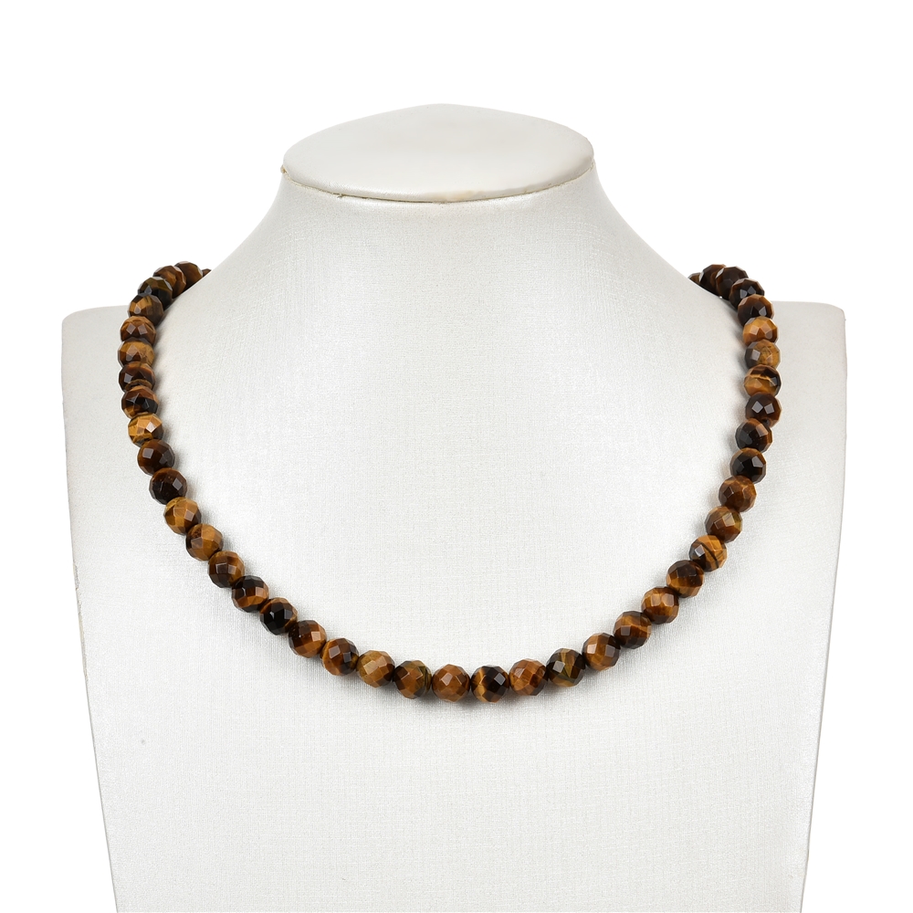 String Beads, Tiger's Eye (Gold), 07-08mm, faceted (39cm)