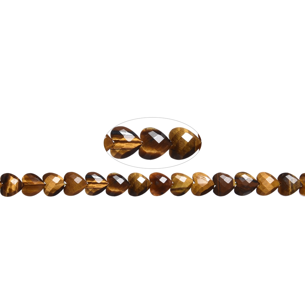 Strang Herz, Tigerauge, 08mm, facettiert | GH Edelsteine, Heilsteine & Schmuck