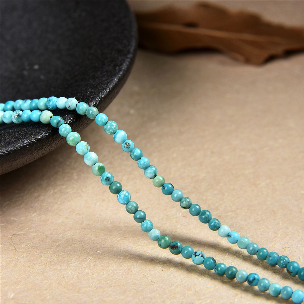 Strand of beads, Turquoise (stab.), 02mm