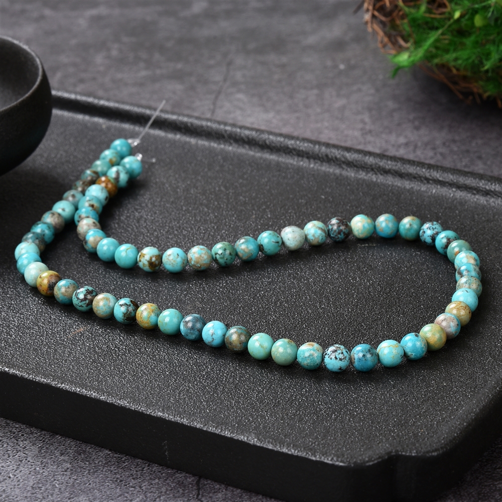 String Beads, Turquoise (stab.), 06mm