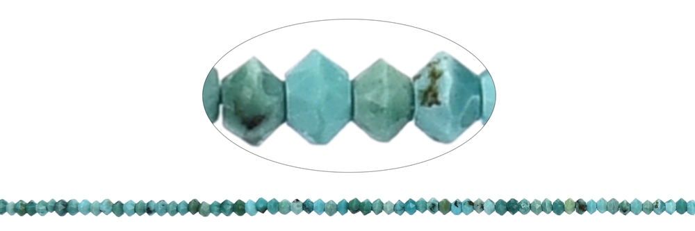Strand Button/Disc, Turquoise (stab.), faceted, 01 x 02mm