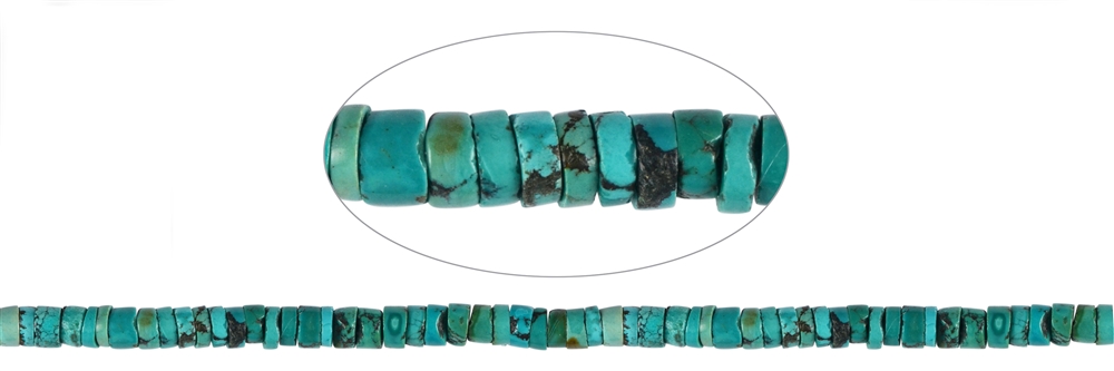 Rang de collier "Heishi", Turquoise (stab.), 02-05 x 08mm (39cm)