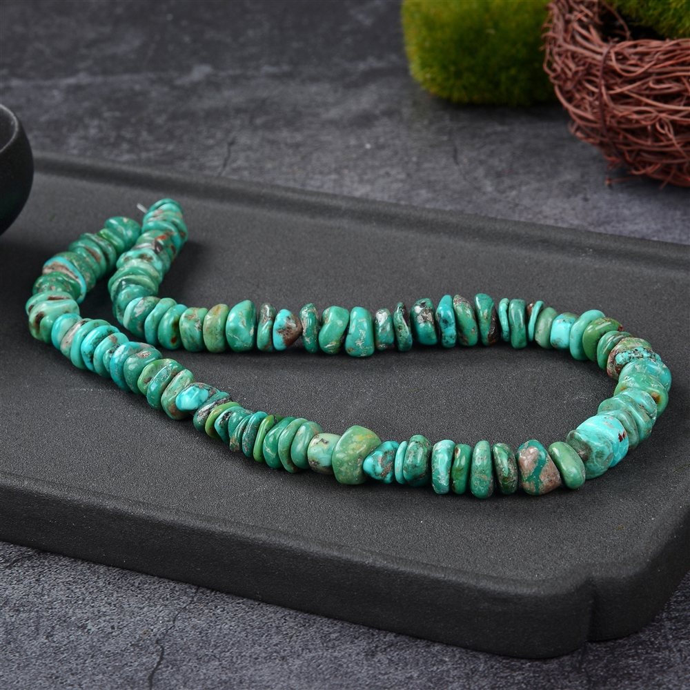 Strand of slivers/discs, Turquoise (stab.), 02-04 x 08-12mm