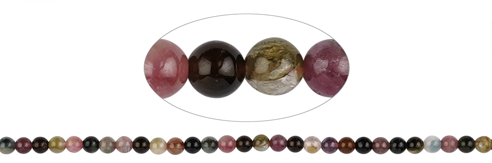 Strand of beads, Tourmaline (multicolored), 04mm (39cm)