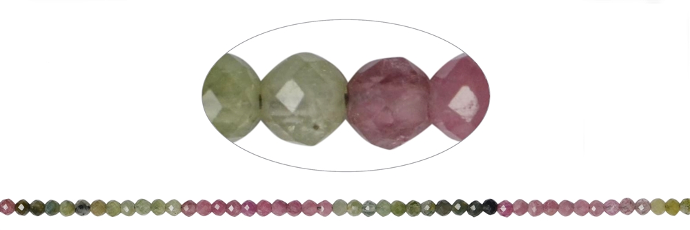 strand of beads, Tourmaline (multicolour), faceted, 02mm (42cm)
