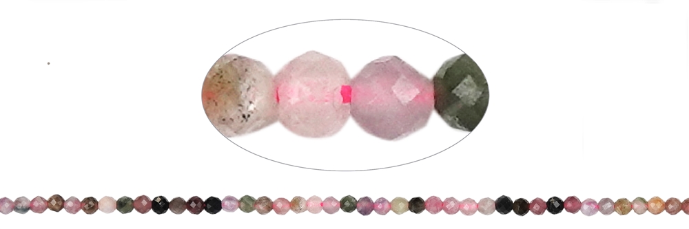Strand of beads, Tourmaline (multicolour) A, faceted, 03mm (39cm)