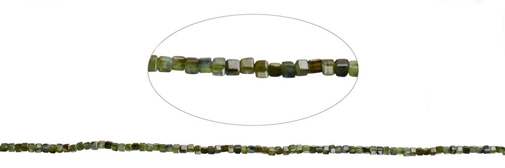 Cubo a filo, tormalina (verde), sfaccettato, 02 mm (39 cm)