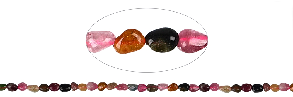 Filo di pepite "Pebbles", tormalina (colorata) A, 04-06 x 03 mm