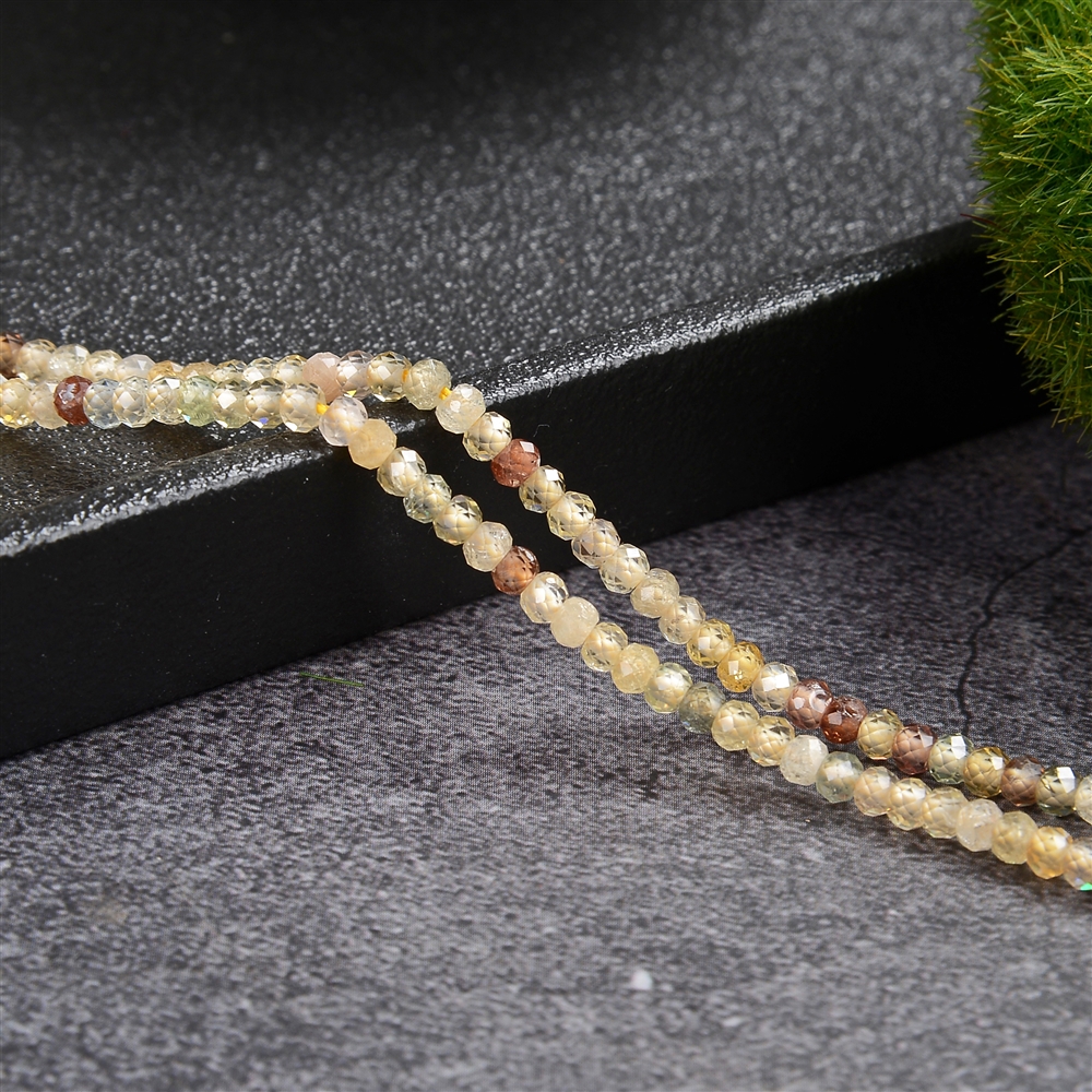 Button strand, Zircon (natural, gold-brown), faceted, 02 x 03mm